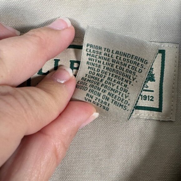 LL Bean Adirondack Barn Coat Womens Medium Beige Corduroy Collar Flannel Lined - Picture 9 of 10